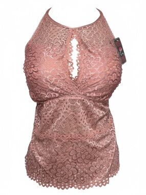 Just One Lace Dusty Rose Peekaboo Camisole Womens size Large
